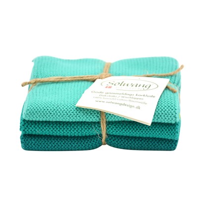 Solwang Organic Cotton Dishcloths - Turquoise Green Trio