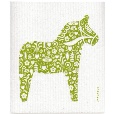 Jangneus Cellulose Dishcloth - Green Dala Horse