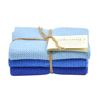 Solwang Organic Cotton Dishcloths - Bright Blue Trio