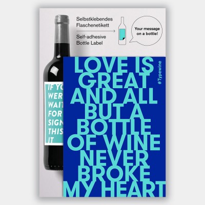 Typewine Wine Bottle Label - No Heartbreak