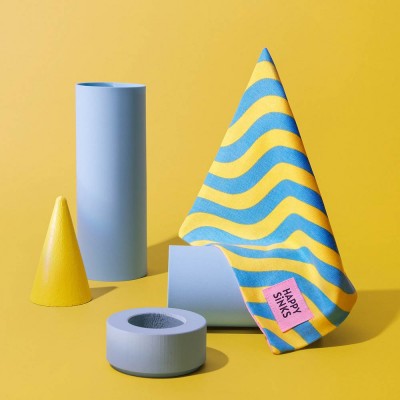 HAPPY SiNKS Wave Yellow Dishcloths - Set of 3