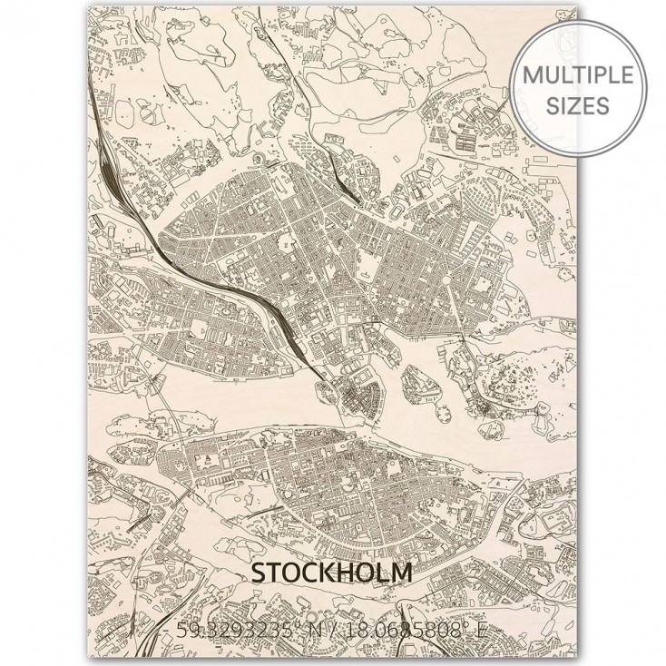 Brandthout Stockholm Wooden Wall Citymap