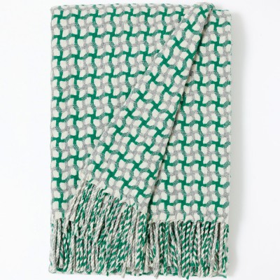 Burel Gathering Wool Blanket - Emerald
