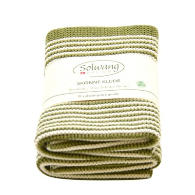 Danish Cotton Striped Dishcloth Duo - Olive
