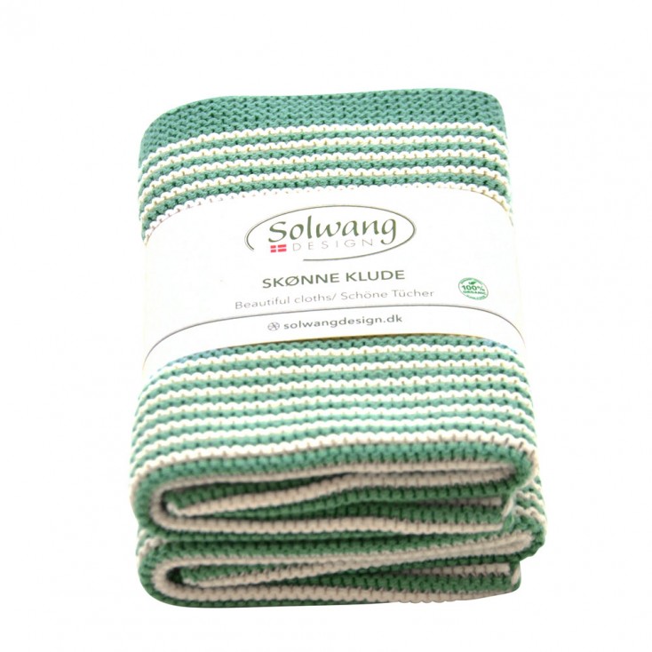 Solwang Cotton Striped Dishcloths - Rustic Green Duo