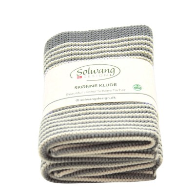 Solwang Organic Cotton Striped Dishcloths - Grey Duo 