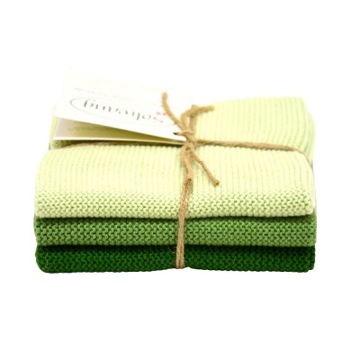 Solwang Organic Cotton Dishcloths - Forest Green Trio