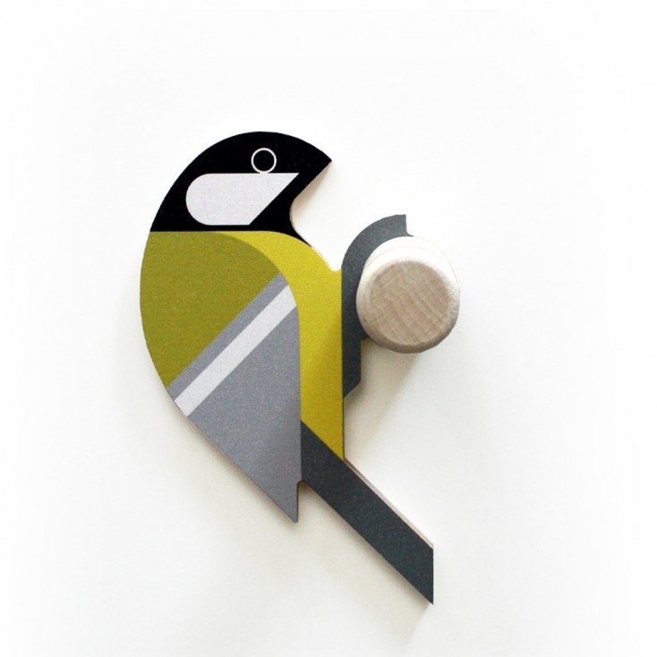 HINGHANG Wooden Wall Hook - Great Tit