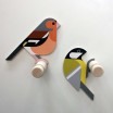 HINGHANG Wooden Wall Hook - Finch & Great Tit