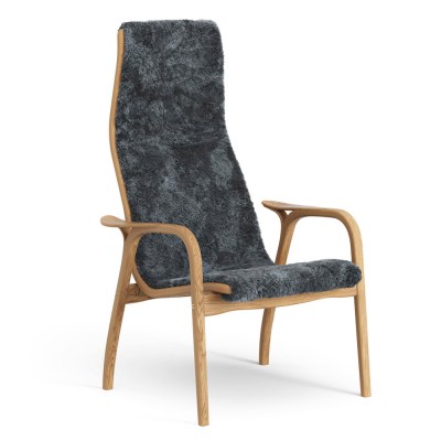 Swedese Lamino Easy Chair - Oiled Oak & Charcoal Sheepskin