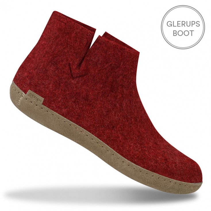 Glerups Felt Ankle Boot - Red