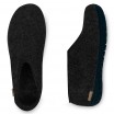 Glerups Felt Black Rubber Sole Shoe - Charcoal