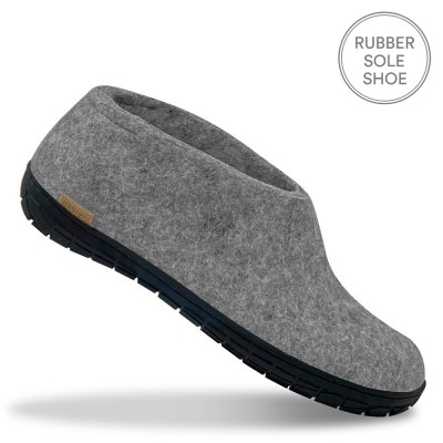 Glerups Felt Black Rubber Sole Shoe - Grey