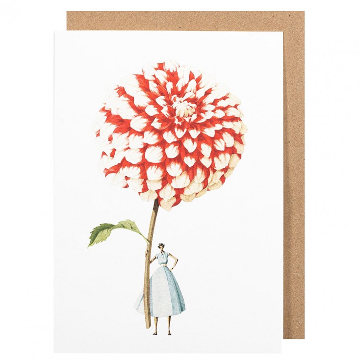 Laura Stoddart Red & White Dahlia Greeting Card