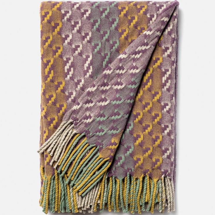 Burel Noor Wool Blanket - Multicolour Purple