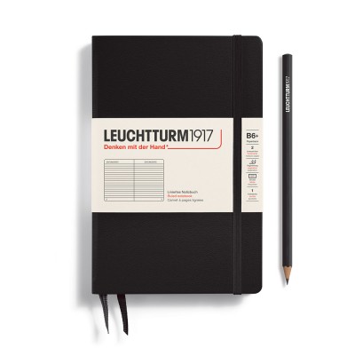 Leuchtturm1917 B6+ Hardcover Ruled Notebook - Black