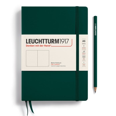 Leuchtturm1917 A5 Hardcover Plain Notebook - Forest Green