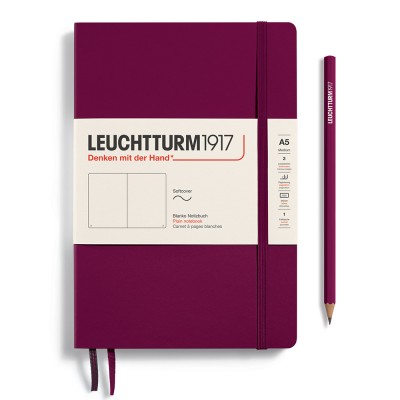 Leuchtturm1917 A5 Hardcover Plain Notebook - Port Red