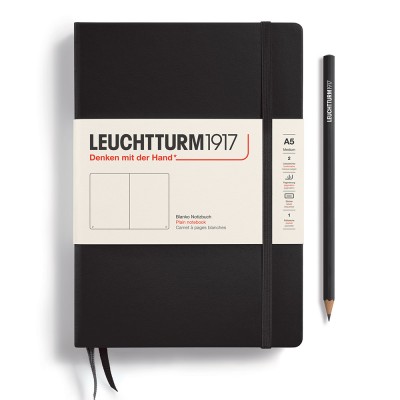 Leuchtturm1917 A5 Hardcover Plain Notebook - Black 