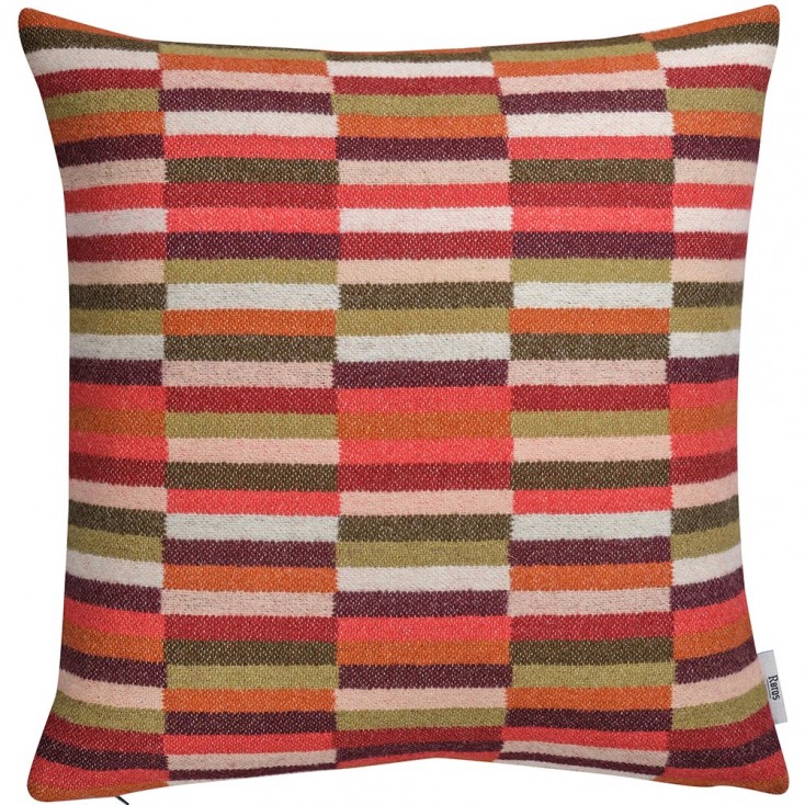 Røros Tweed Ida Wool Cushion - Red Shades - Front