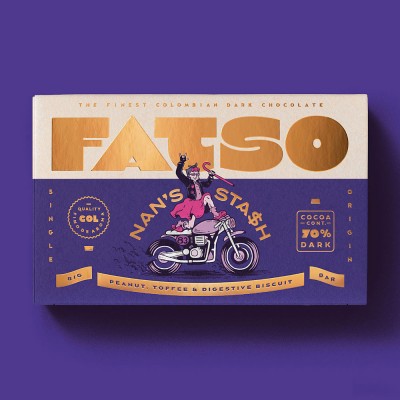 Fatso Nan's Stash Dark Chocolate Bar - Peanut, Toffee & Digestive Biscuit