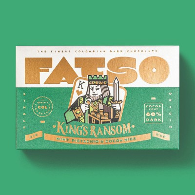 Fatso King's Rasom Dark Chocolate Bar - Mint, Pistachio & Cocoa Nibs