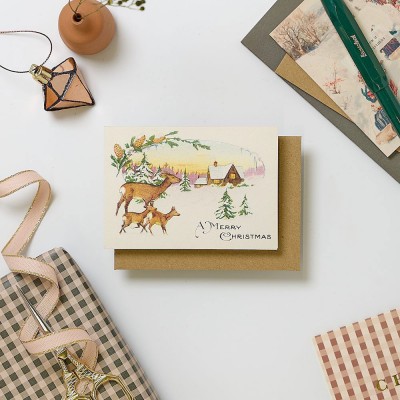 Katie Leamon Relove Deer with Fawn Christmas Cards - Pack of 6