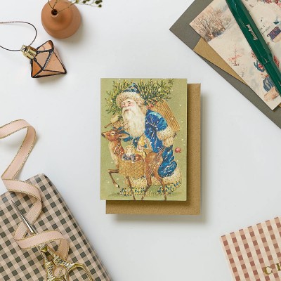 Katie Leamon Relove Blue Santa Christmas Cards - Pack of 6