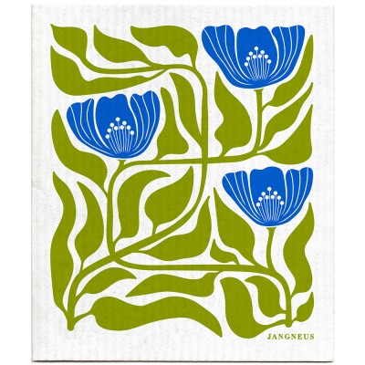 Jangneus Cellulose Dishcloth - Green & Blue Flower 